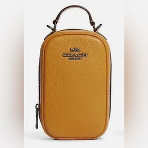 Coach EVA PHONE CROSSBODY Yellow Crossbody Leather Bag